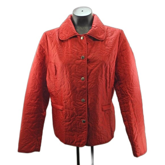 J.G. Hook Red Quilted Snap-Front Collared Jacket - Women's Size M - Picture 1 of 6